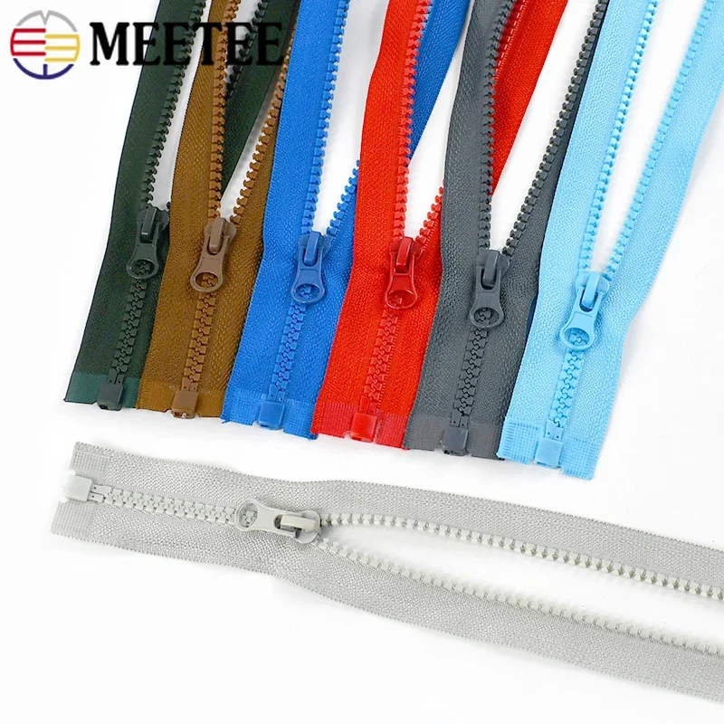 2Pcs Meetee 40-120cm 5# Resin Colorful Zipper Open-End Auto Lock Decorative Zip for Bag Backpack Garment DIY Sewing Accessories