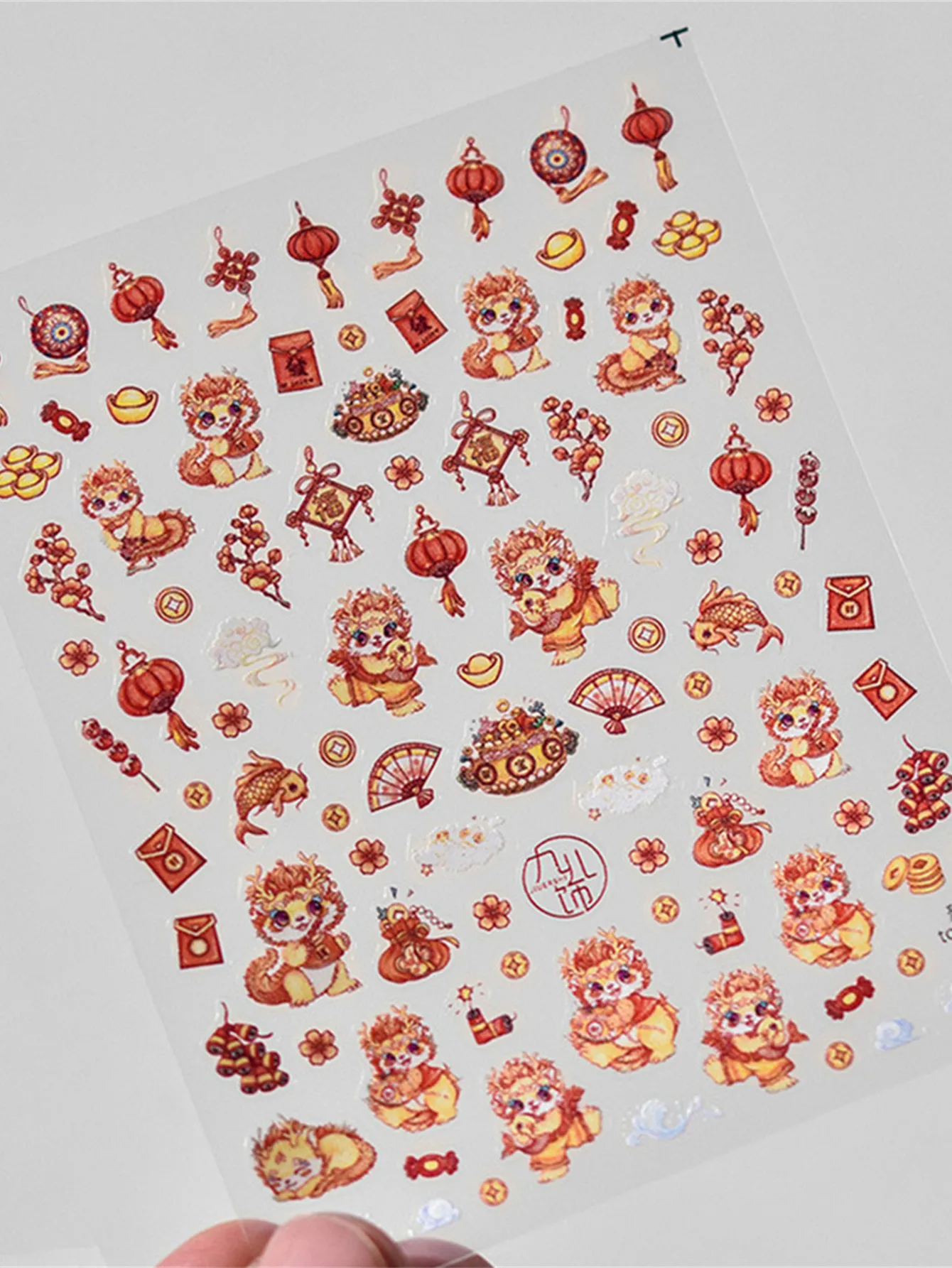 만화 로인 드래곤 네일 아트 스티커, 귀여운 동물 아크릴 네일 장식, 데칼 액세서리, DIY, 5D 릴리프, 1 개