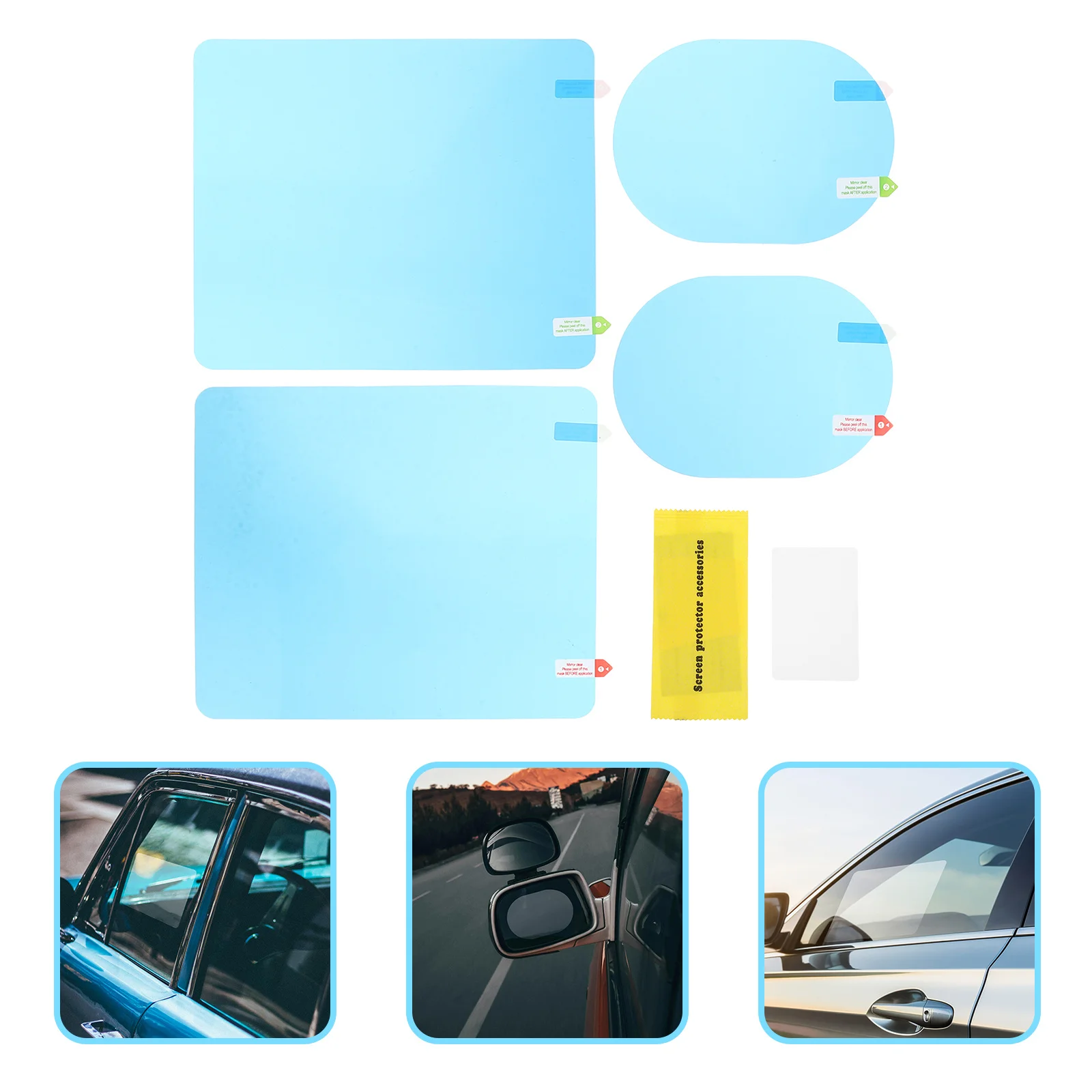 

4Pcs Car Rearview Mirror Films Anti-Fog Side Mirror Rain Film Clear Vision Auto Rearview Film Safety Enhancer Car Anti Fog Films