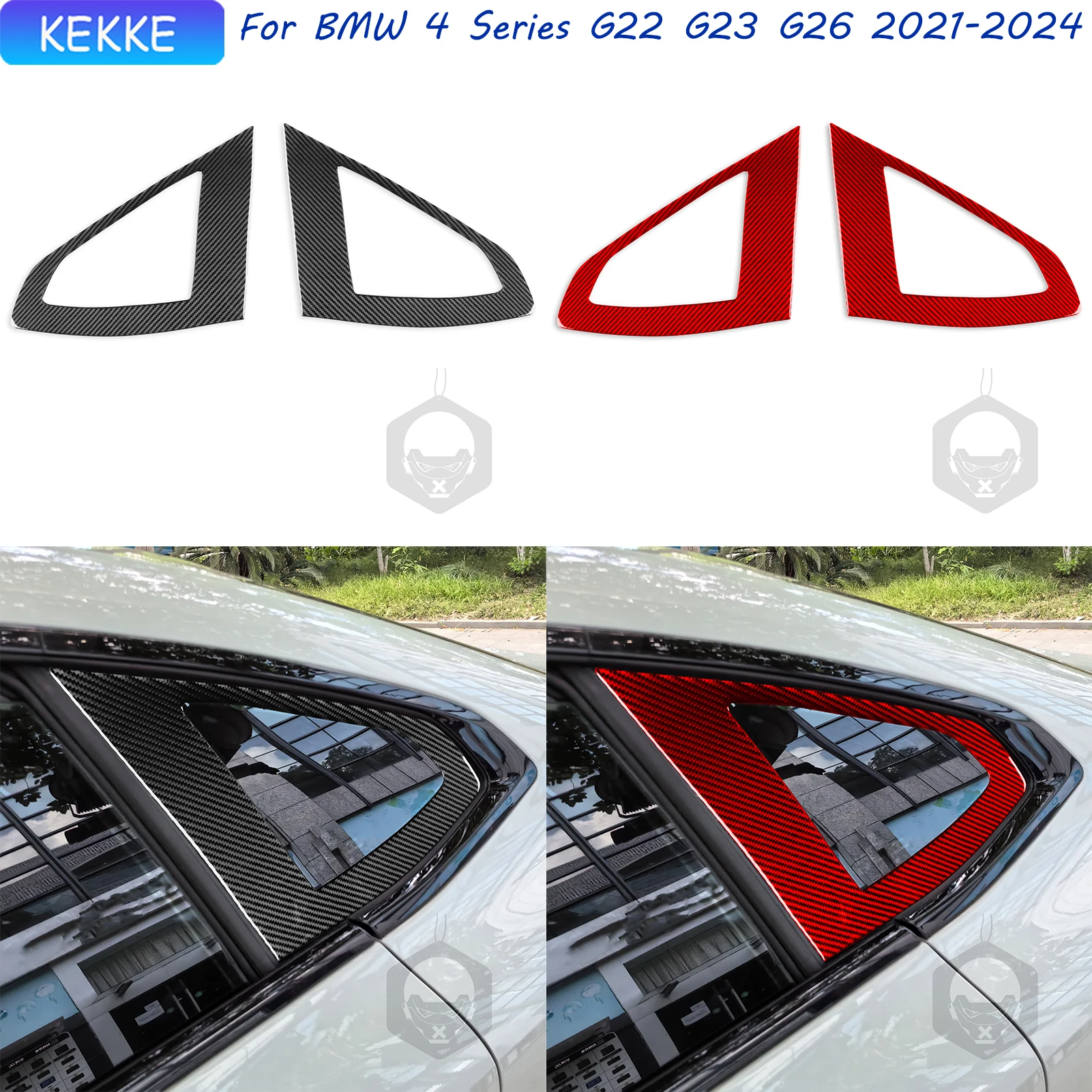 

For BMW 4 Series G22 G23 G26 2021-2024 Carbon Fiber Rear Triangular Window Decal Auto Decoration Accessory Sticker