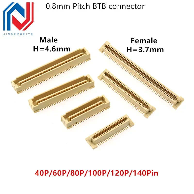 

1Pcs Male Female Board to Board Connector BTB 0.8mm Pitch Double Row Patch 40P/60P/80P/100P/120P/140Pin Highly 3.7mm/4.6mm