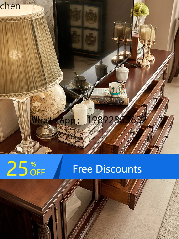 

classical all-solid wood TV cabinet villa large-sized TV cabinet