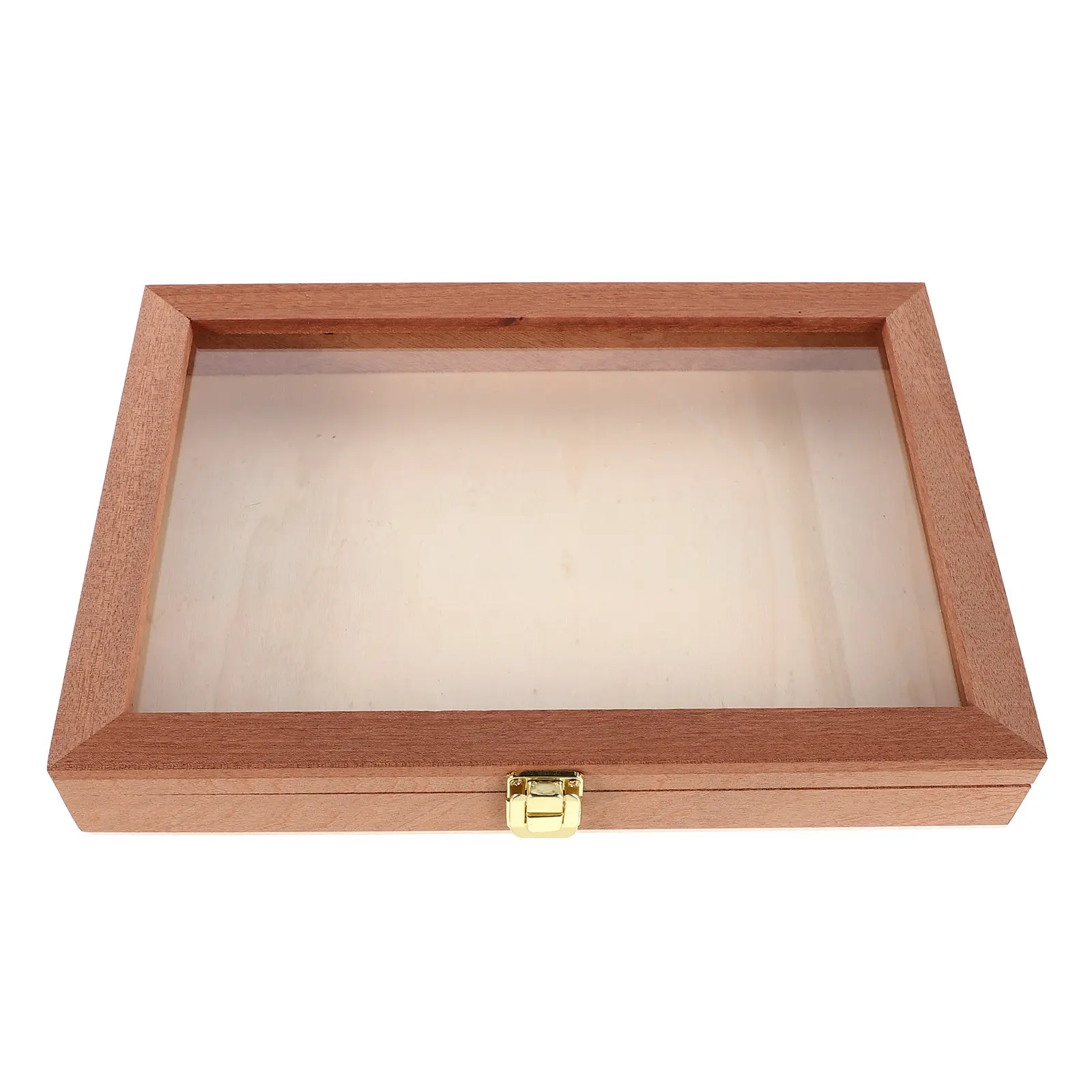 Rectangular Wooden Storage Box Natural Wood Transparent Cover for Butterfly Specimens Dried Flowers Display Case Rustic