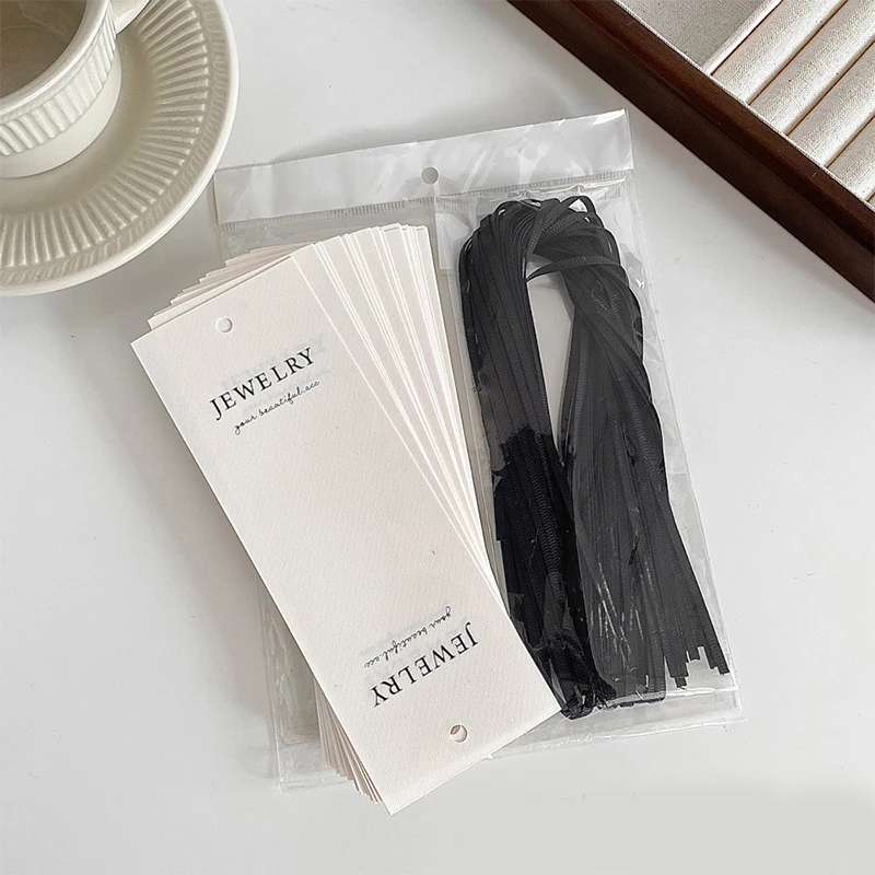 

50pcs White Cotton Canvas Jewelry Package Holder Cards NO Logo Fabric Packaging Tags Necklace Hanging Earring Cards Wholesale