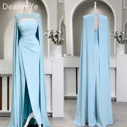 Customized Formal Dress Prom Evening Gown Dearin Scoop Neckline Column Floor Length Skirts Ruffle Bead Bespoke Occasion D