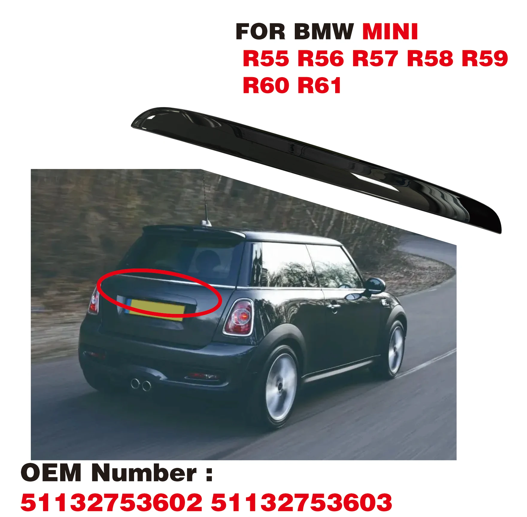 51132753603 Chrome Hatch Rear Trunk Handle Replacement Compatible with BMW Mini Cooper R55 R56 R57 R58 R59 Tail Gate Handle