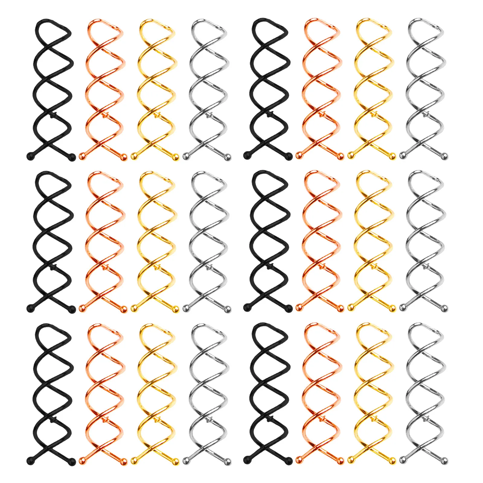 40Pcs Spiral Hairpins Metal Hair Clips Rounded Tips Comfortable Secure Hold Lightweight Portable Bun Twist Styling Tools