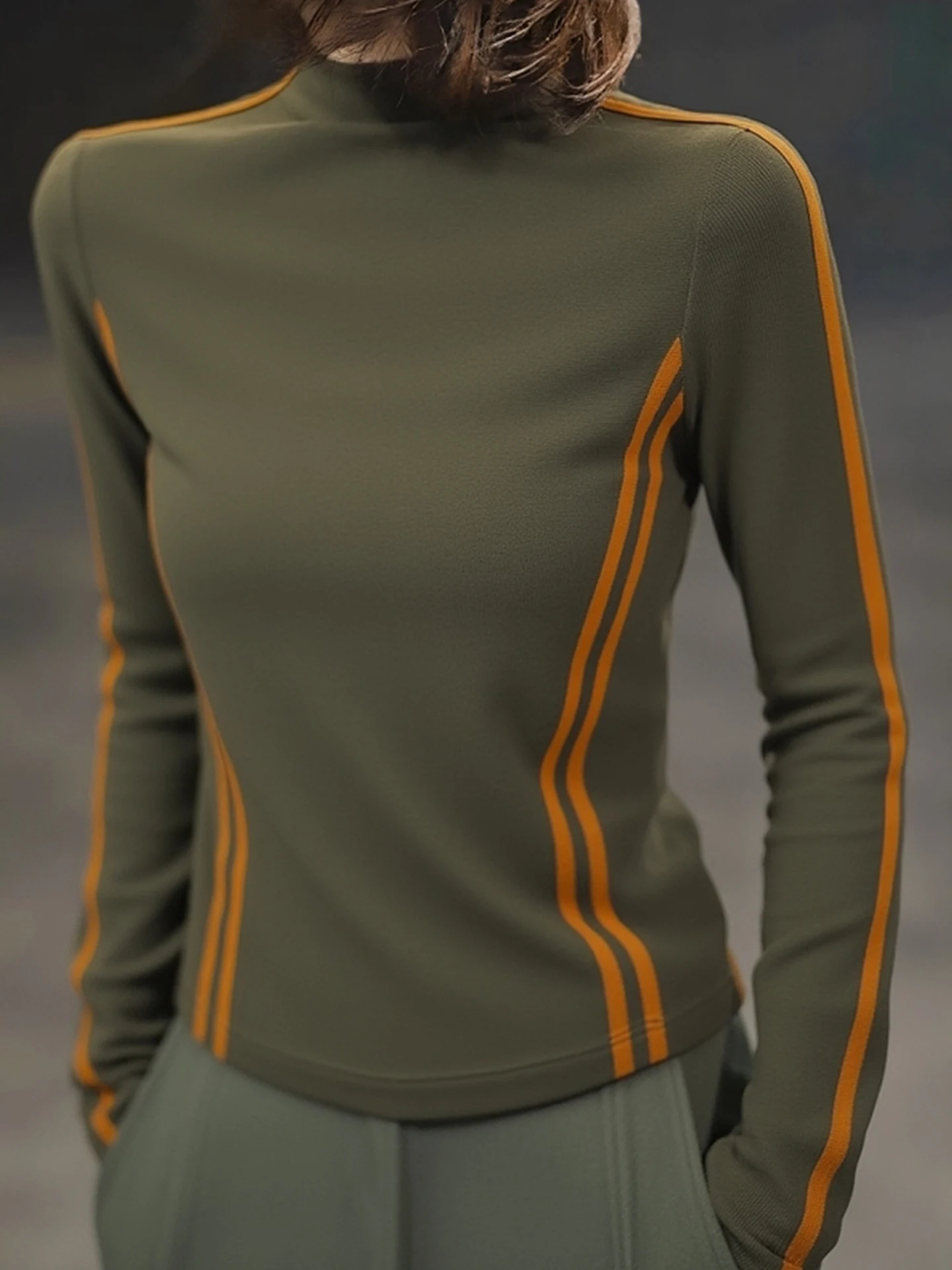 

Slim Fit Long Sve T-irt Women's Base Layer Color Blo Design Winter Faion High End Brand Casual Comfortable Cotton Top