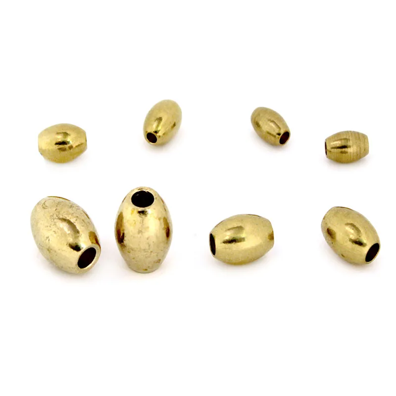 50-20Pcs/Lot Solid Brass Oval Spacer Beads for Bracelet Making Metal Loose Bead Charms for DIY Parts Jewelry Making Accessories