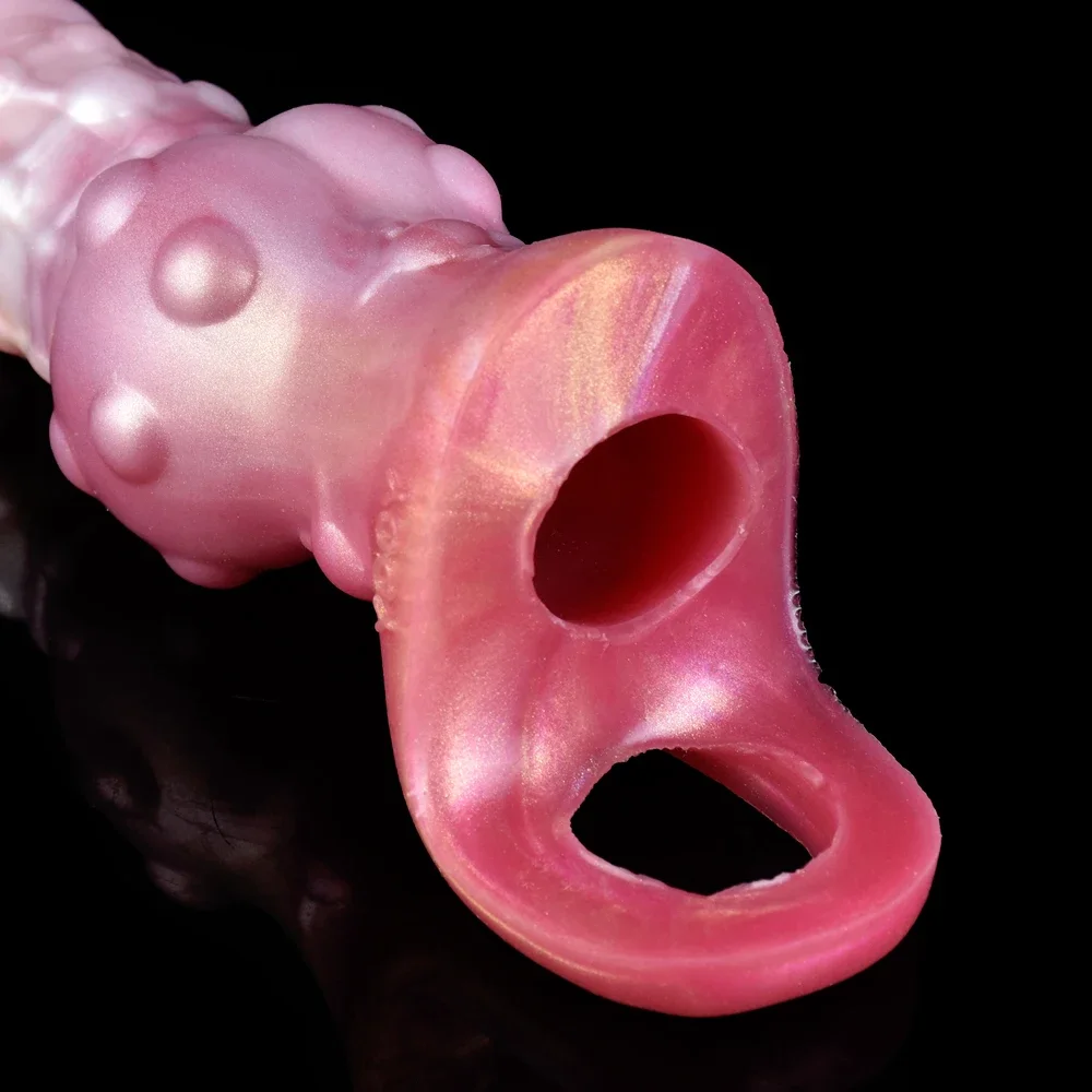 Liquid Silicone Cock Ring Penis Enlargement Sleeve Sheath Stretchable Bumpy Stimulate Wearable Hollow Dildo Cock Extender Sextoy