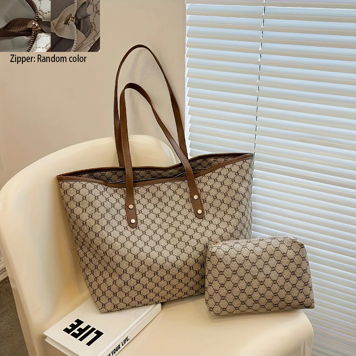 Vintage Large Capacity Tote Bag, Retro Shoulder Bag, Women's Fashion Handbag & Purse For Commute