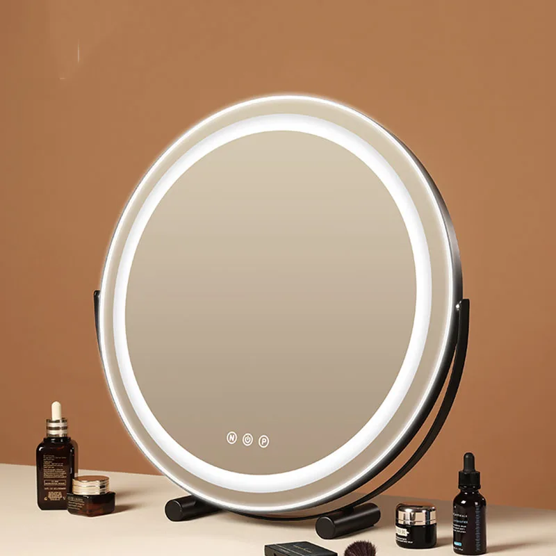 Imagem -02 - Vanity Makeup Mirror com Luzes Led para Vestir Portátil Redondo Iluminado Banheiro Cosméticos