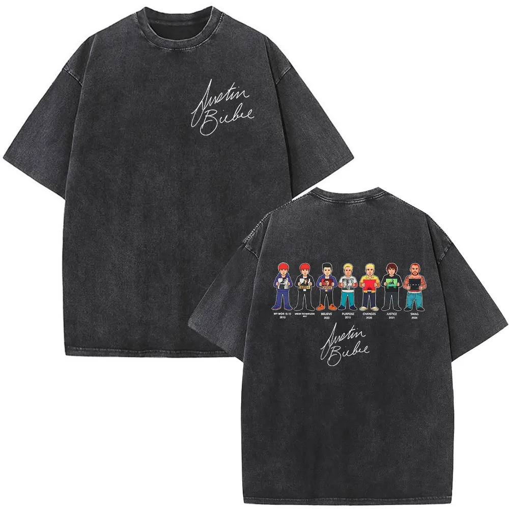 

Футболка с обложкой альбома Джастина Бибера, мужские винтажные модные футболки в стиле Харадзюку в стиле хип-хоп, повседневные хлопковые футболки большого размера с короткими рукавами