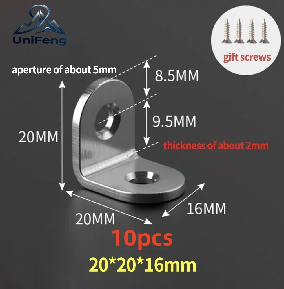 10PCS 90 Degree Angle Corner Brackets Stainless Steel Corner Brace Fastener Wall Brackets Hanger for Shelves,Table,Chair