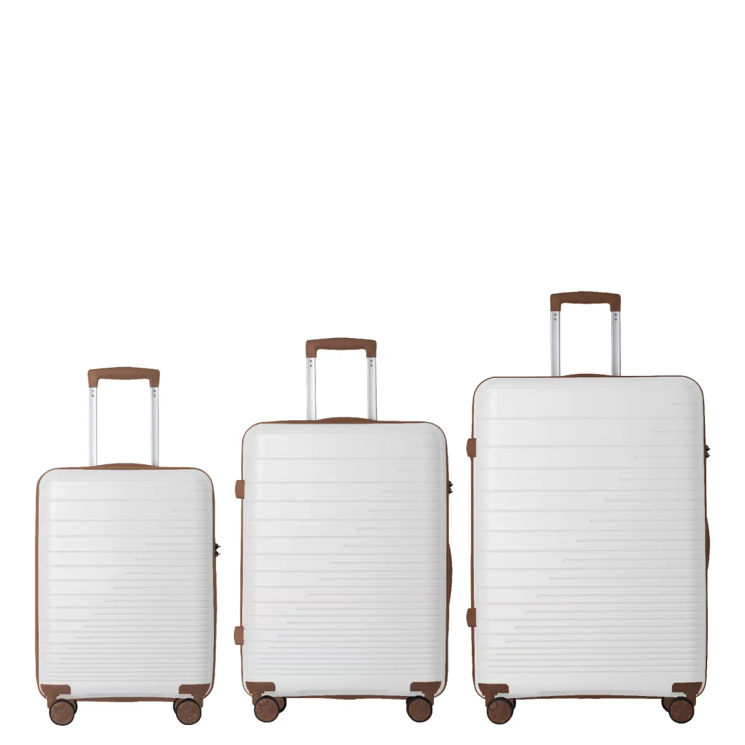 

Luggage Set 3 Piece, PP Hardshell Carry On Suitcase With Spinner Wheels & TSA Lock, Lightweight Suitcases For Business, Trip, 20-24-28 White