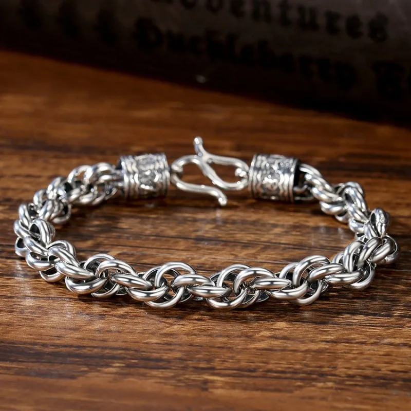 

Винтажный браслет с переплетенными звеньями-цепочками и шестью священными слогами, уличная одежда с мантрой, унисекс, регулируемые духовные украшения, подарок