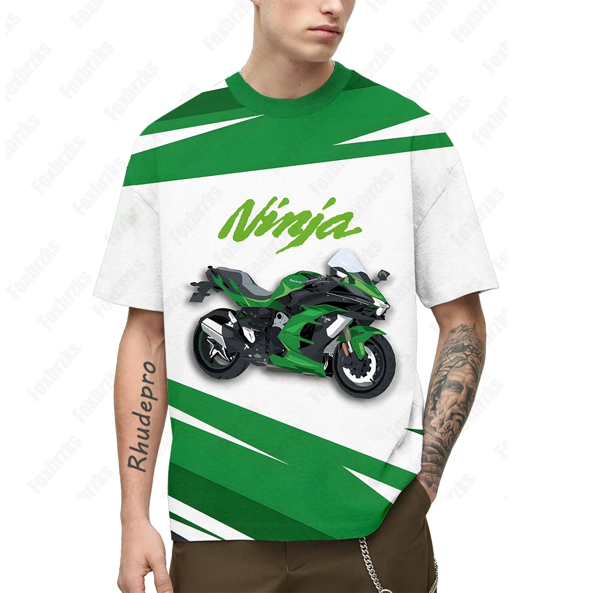 24/25 letni mężczyźni Kawasaki ciężki motocykl miłośnicy jazdy kulturowej t-shirt z nadrukiem 3D z krótkim rękawem Top treningowy dla