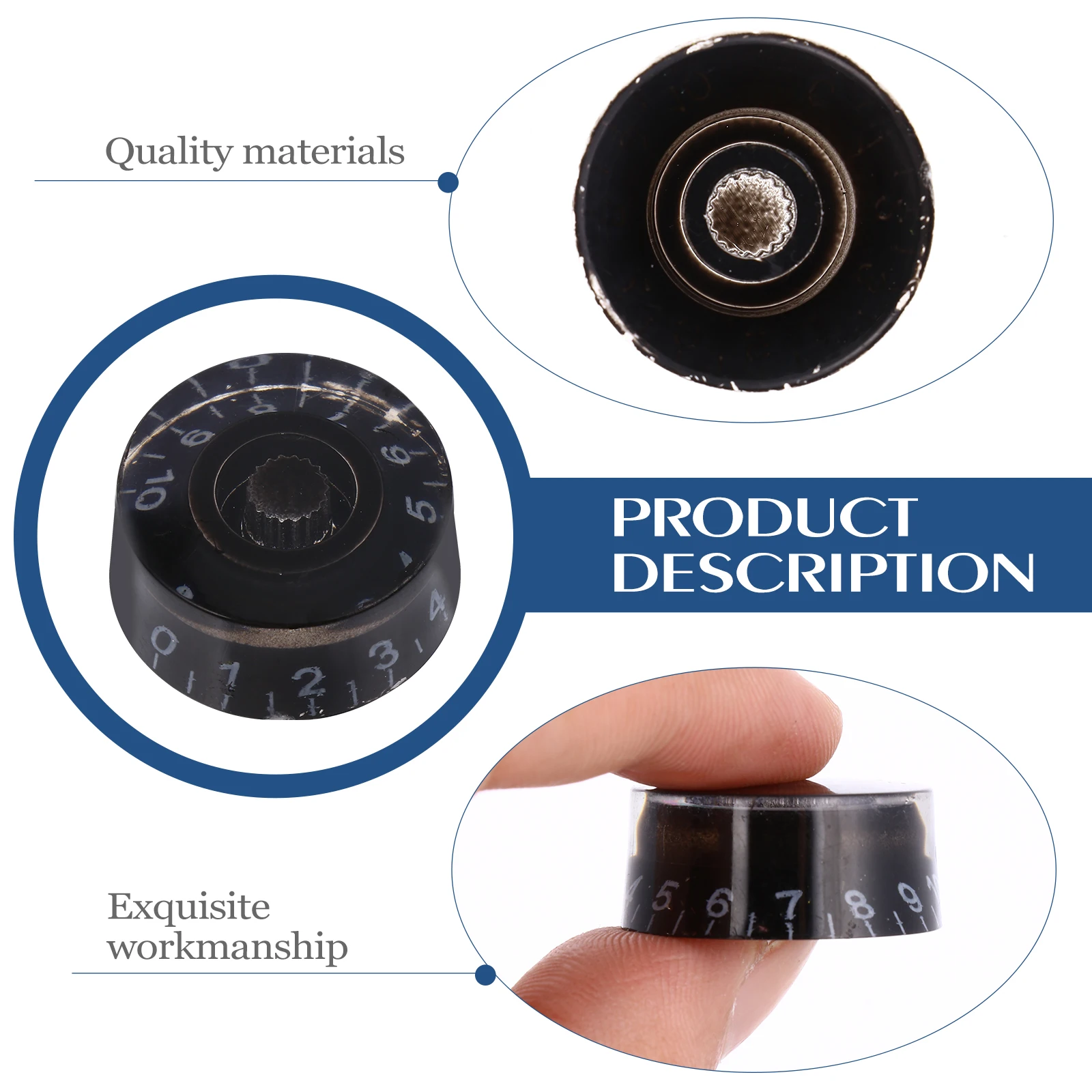 

10 Pieces Electric Guitar Knob Cap Instrument Accessories Amplifier Control for Rotary Tone Black Knobs Potentiometer