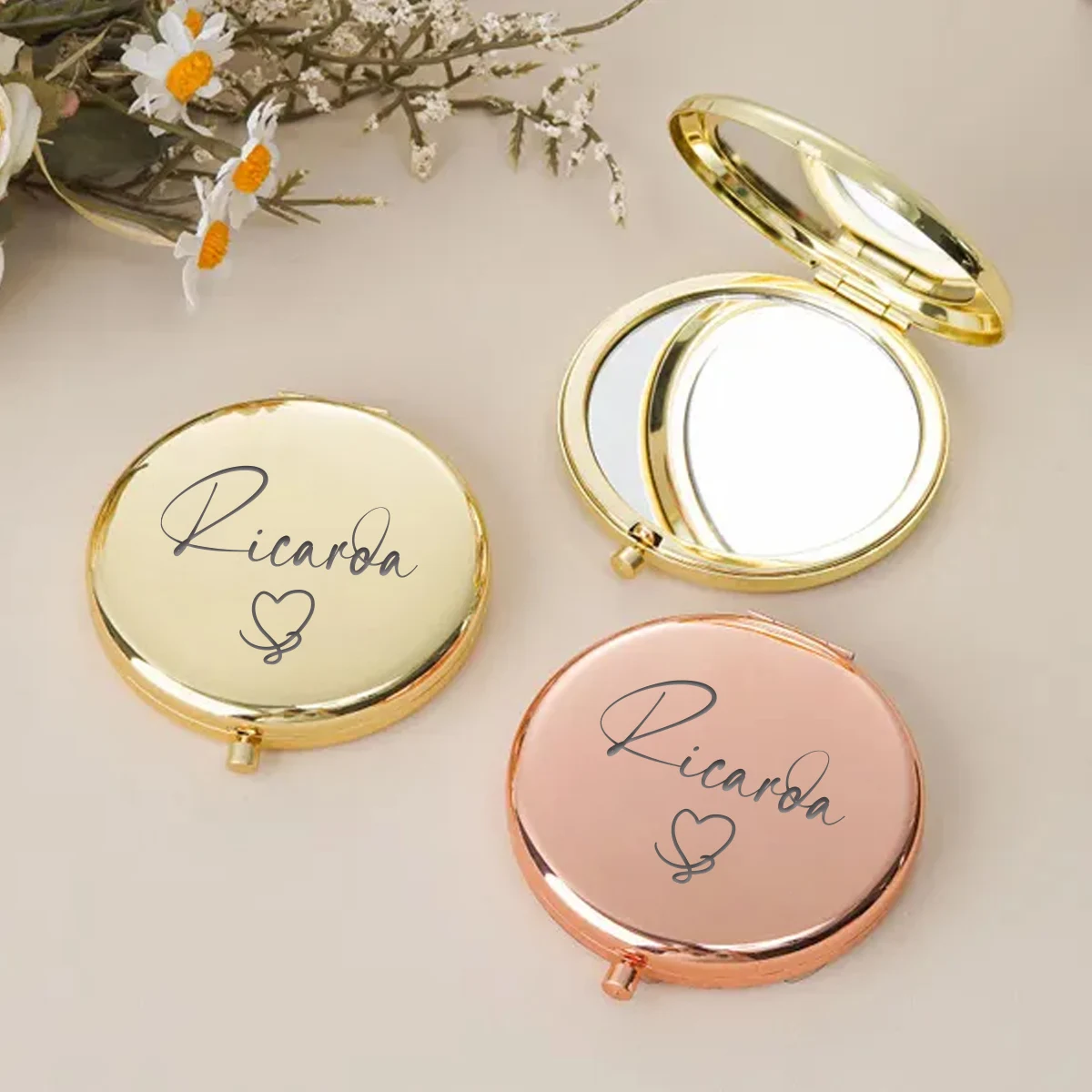 1pc Creative Ricaroa example Customized Name Makeup Mirror Folding Mirror Round Circle Mirror Birthday Gift image 4