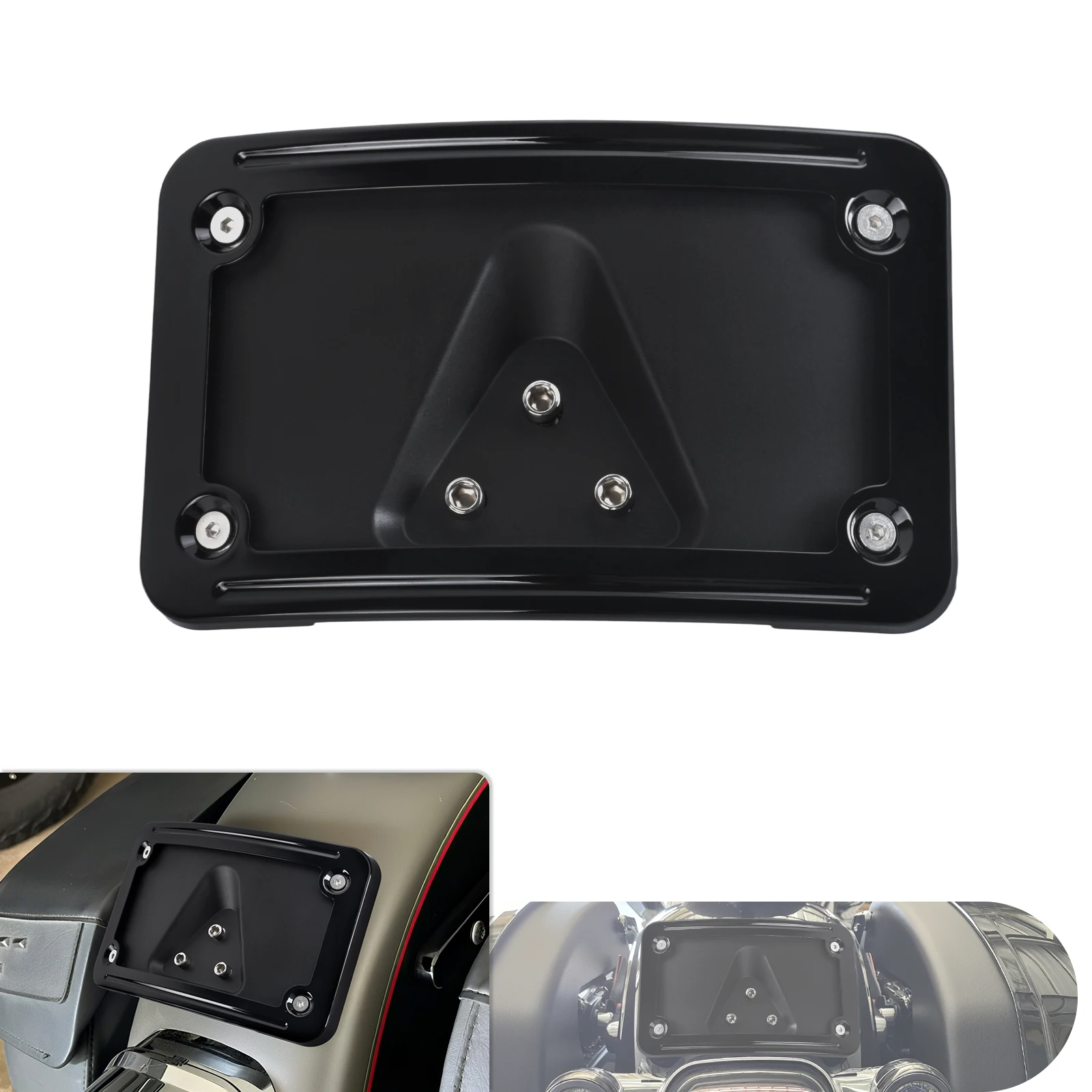 Support de plaque d'immatriculation incurvé noir pour Harley Sportster Softail Honda VTX1300 VTX1800, fixation à 3 boulons, plaque 4''x7''