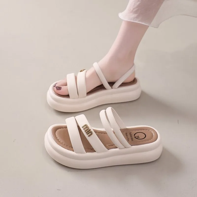 2024 Summer Women's platform Slippers Wear Muffin Thick Soled Women's Flip-flops Beach Sandals claquette femme Lady slipper