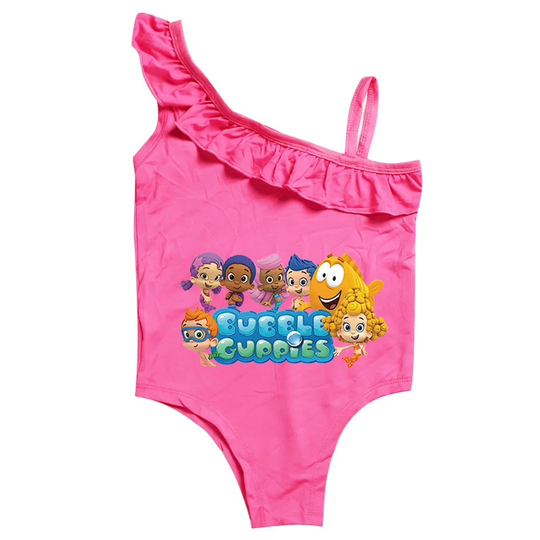 2-10Y Cartoon Molly-Bubble Guppies Clothes Kids One Piece Ruffle Swimsuit Baby Girls Swimwear Children's Sleeveless Beach Wear