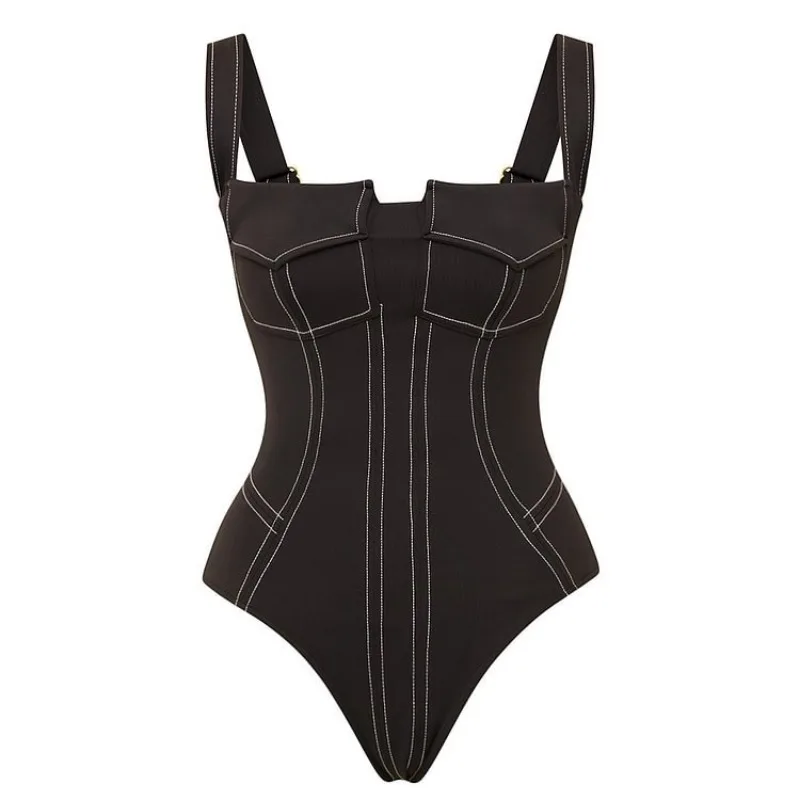 Maillot de bain une pièce et pantalon pour femme, maillot de bain, poches, 2024