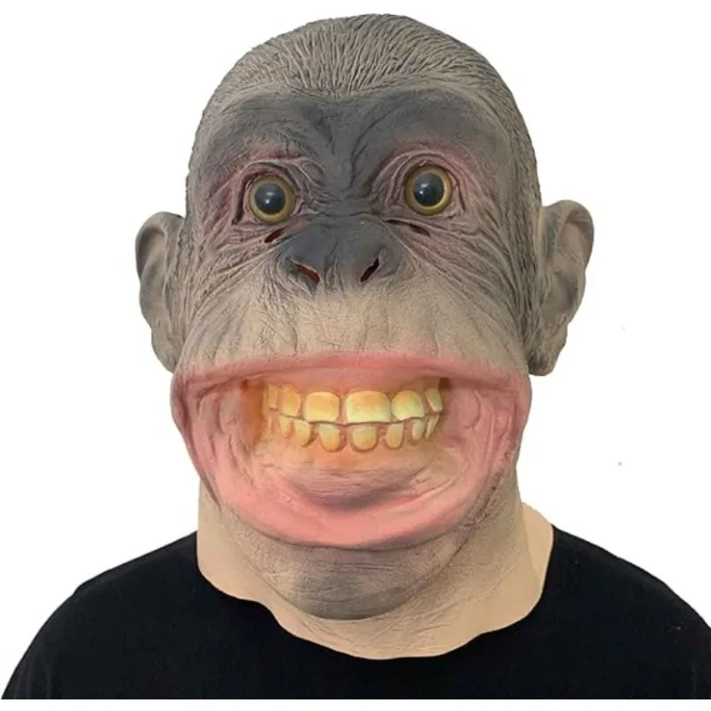 Monkey Mask Funny Animal Head Gorilla Mask Costume Props Creepy Cosplay Latex Scary Realistic Face Weird Mask for Women Men