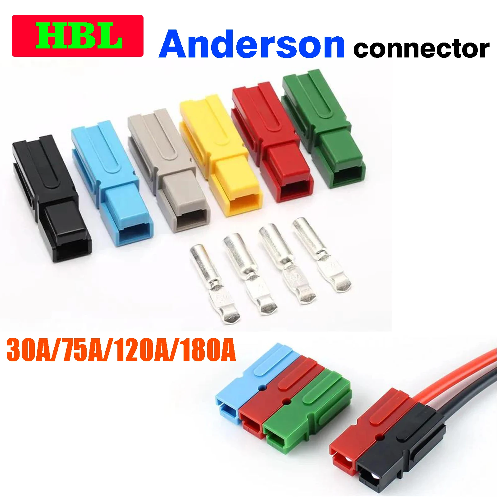 30A 75A 120A 180A 600V For Anderson Single Pole Plug Forklift Marine Power Connector Electric Power Vehicles Photovoltaic System