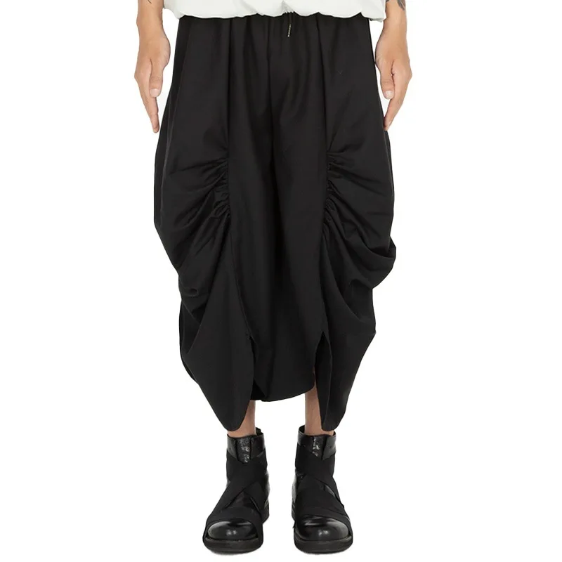 2023Pants And For Loose Men Diablo Women Casual Pleated Wide Leg Skirt Punk Gothic Stage Clothing Male Streetwear Harem