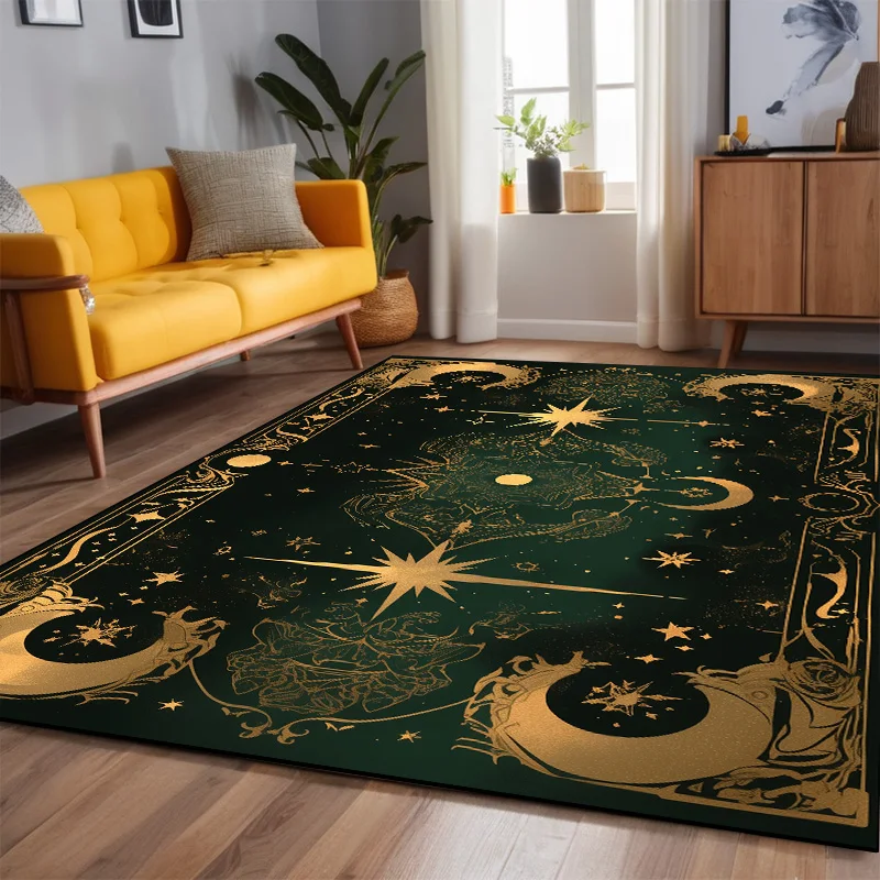 Mandala Pentagram Tarot Style Carpets for Living Room Persian Element Home Decor Large Size Rugs Non-slip Bedroom Mats Washable