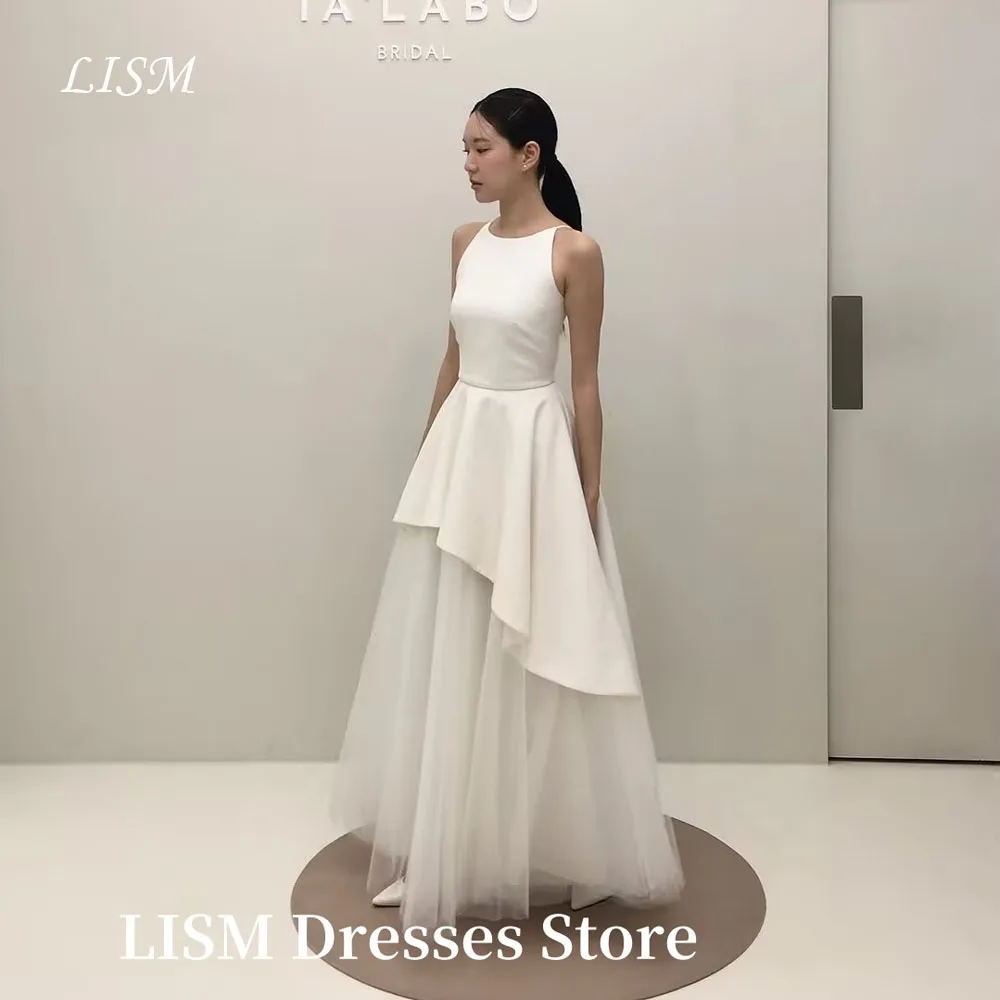

LISM Simple A-Line Korea Wedding Dresses Photo Shoot Soft Tulle Floor Length Elegant Bridal Gowns웨딩드레스Customized Corsets