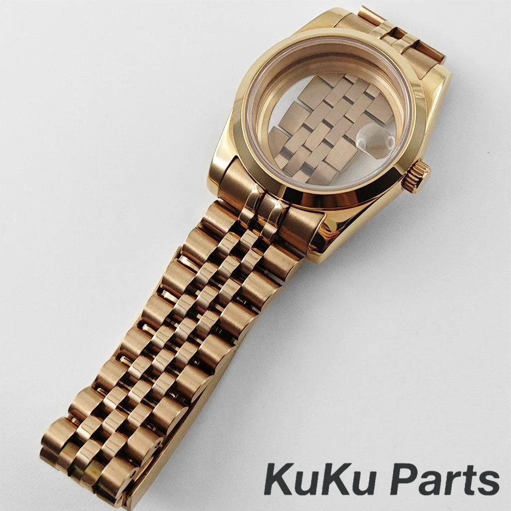 مطلي ارتفع NH35 36 مللي متر/40 مللي متر الياقوت ساعة زجاجية الحال بالنسبة NH34 NH35 NH36 NH38 ETA2824 حركة 28.5 مللي متر الطلب انزلاق قفل سوار