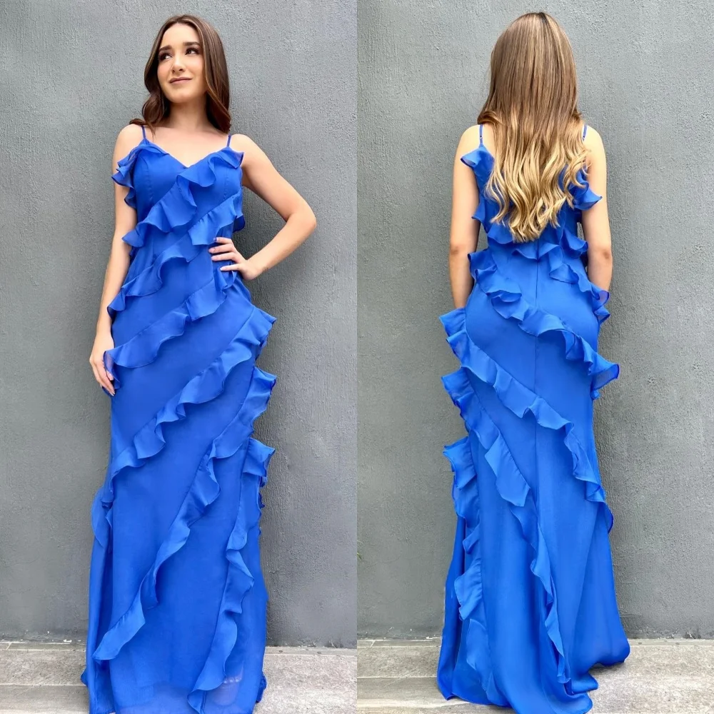 

Customized Sizes Available Jersey Pleat Ruched Tiered Straight Spaghetti strap Long Dresses Bespoke Occasion Dresses Exquisite