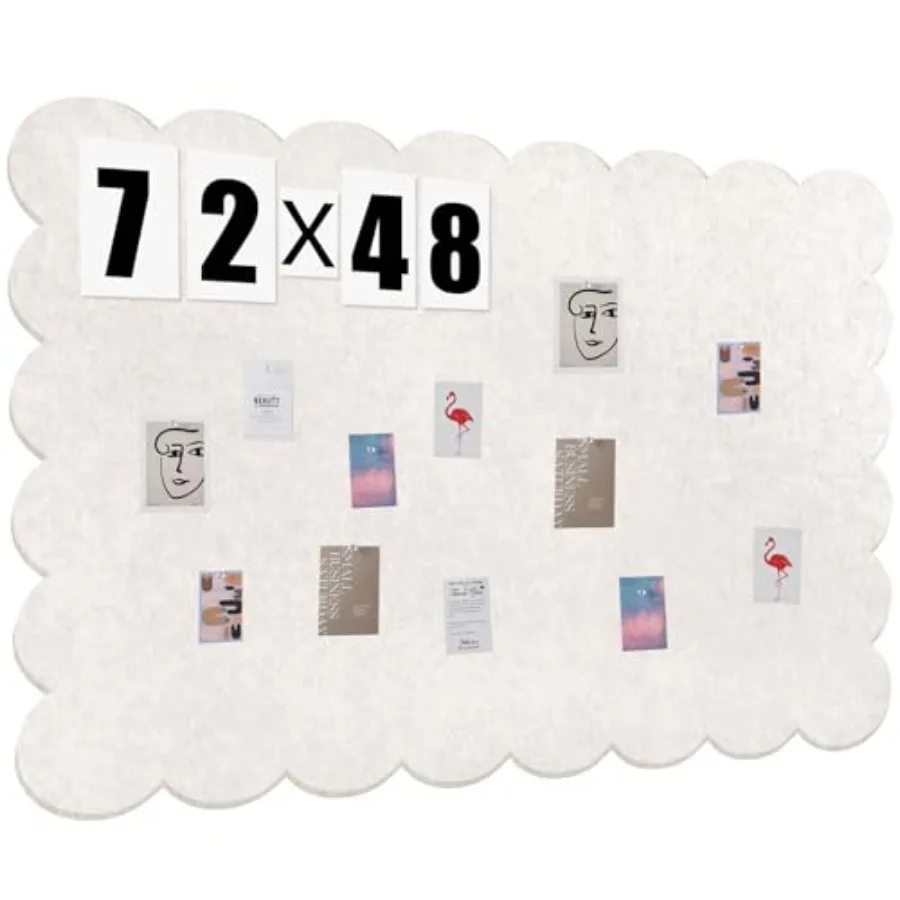 

Фетровая доска для заметок с фигурным краем, 72 x 48 дюймов, складная, бежевая, альтернатива пробковой доске для стен, 6' x 4', трехсекционная, для фотографий