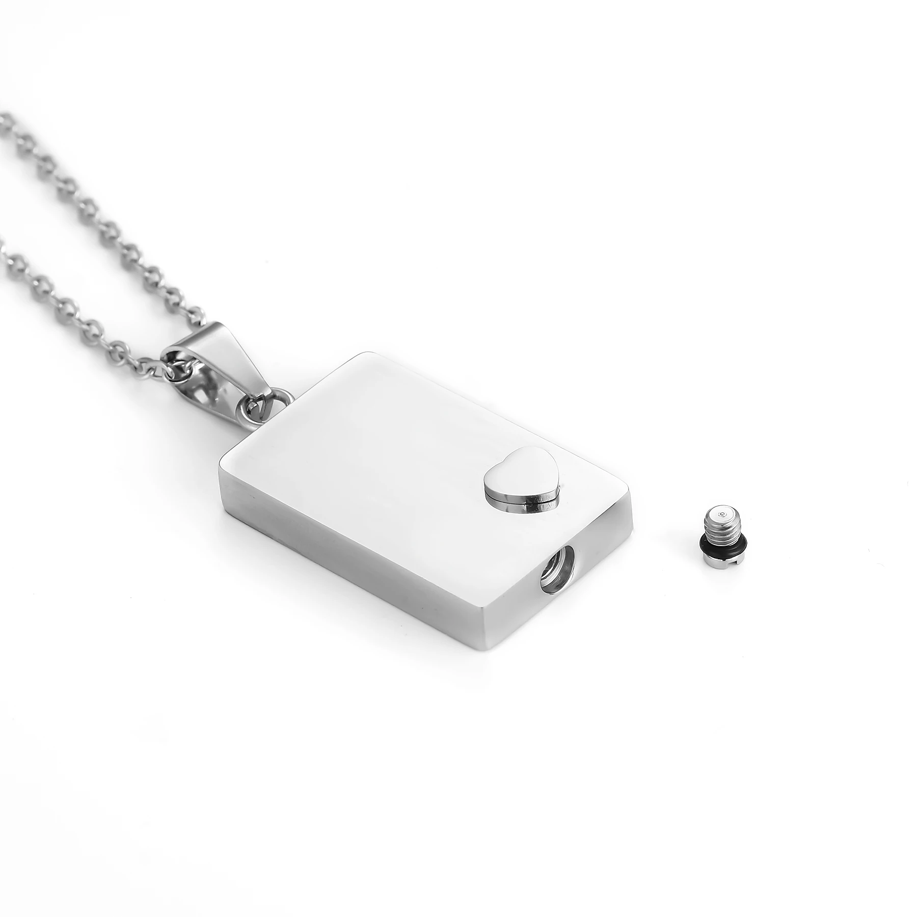 Rectangle Shaped Urn Ash Pendant for Cremation Memorial Jewelry Keepsake Trendy Locket Necklace Personalized