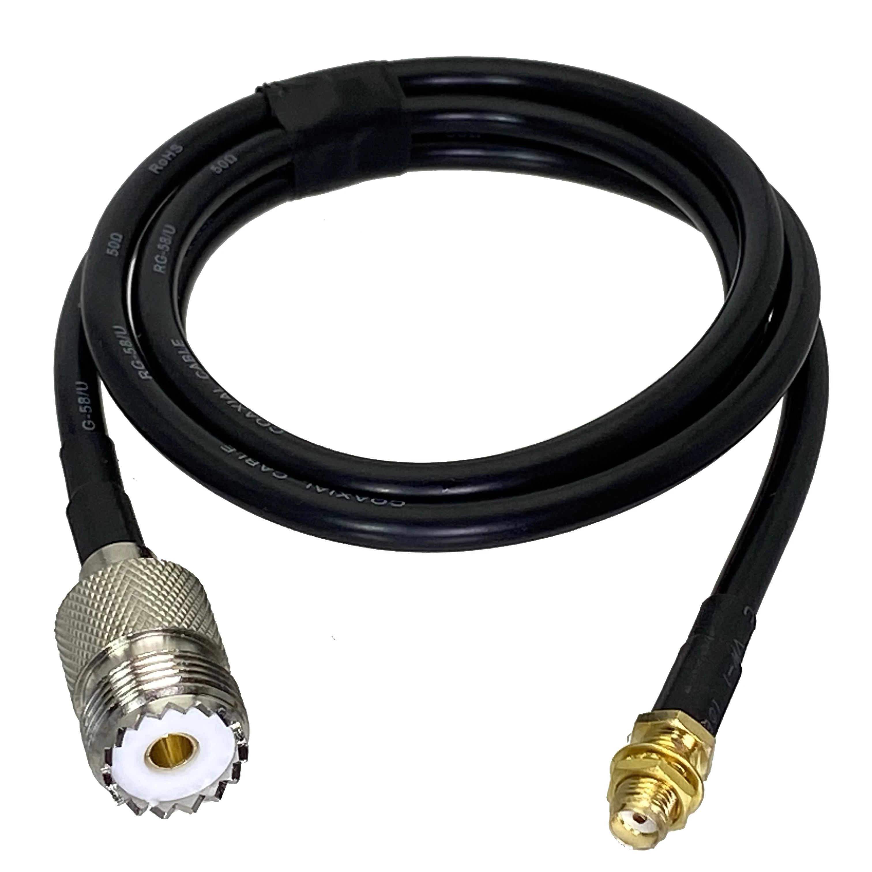 RG58 UHF SO239 Female Jack to SMA Female Jack Nut Bulkhead RF Coaxial Jumper Pigtail Cable For Radio Antenna 6inch~20M