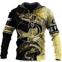 Spring Fashion Mens Hoodie Pike Fishing 3D All Over Printed hoodies and Sweatshirt Unisex Casual Sportswear YL791