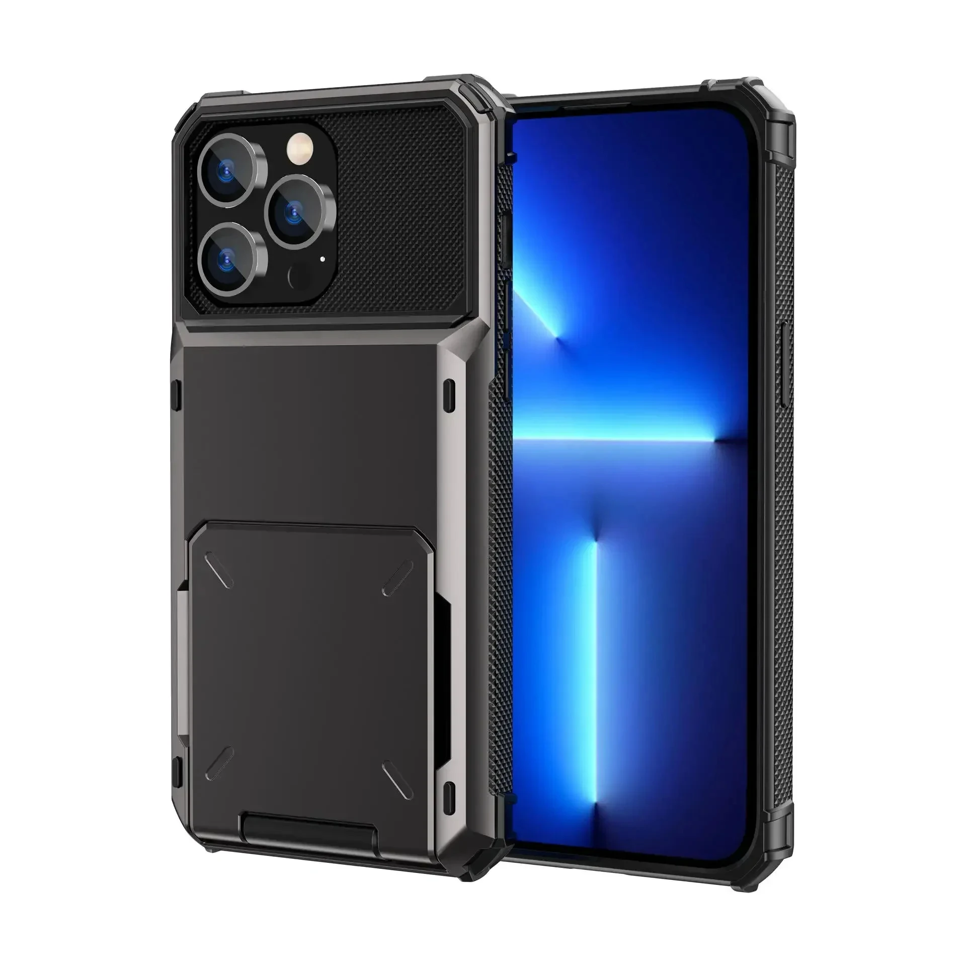 Kartenhalter-Hülle für iPhone 18 Pro Max 17e 17 Pro Max 16 15 14 13 Robuste Brieftasche Versteckter Klappschlitz Schützende Hartschale – Detail 7