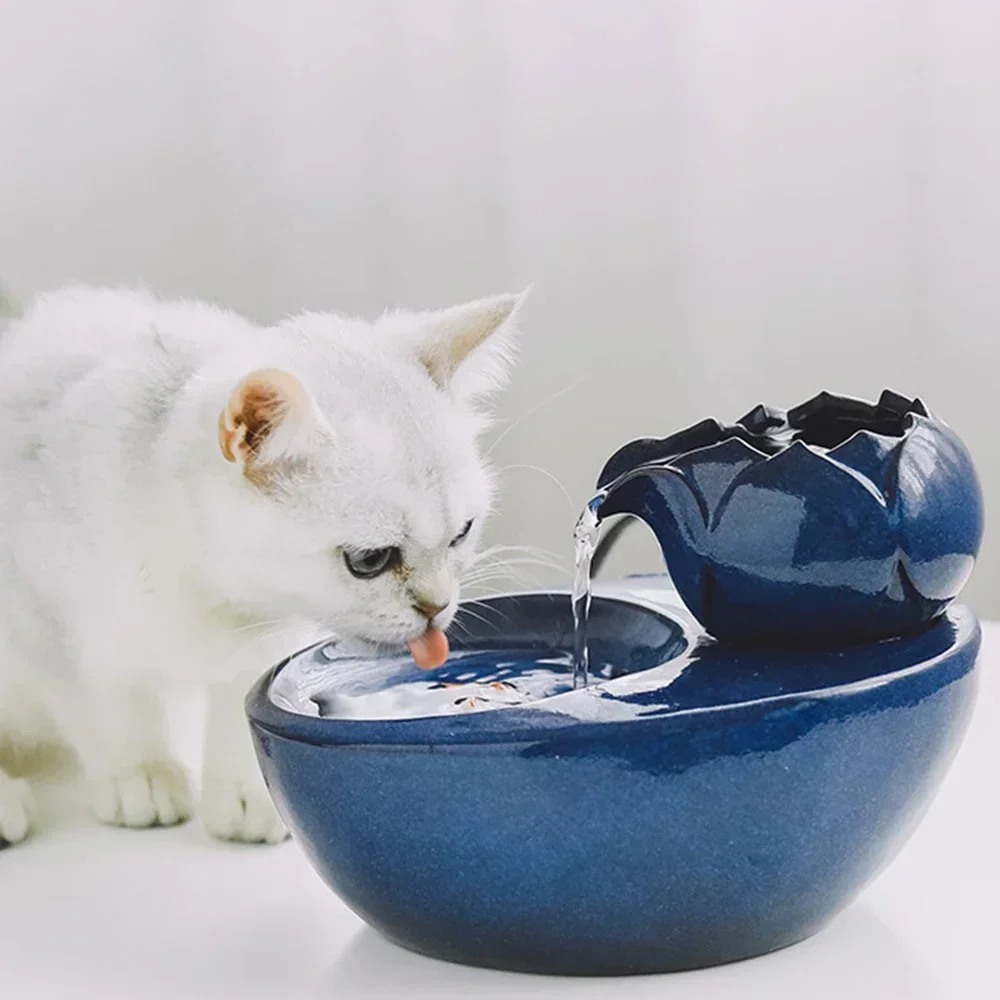 1L Ceramic Dog Drinking Dispenser Custom Pet Automatic Bowl Cat Water Fountain