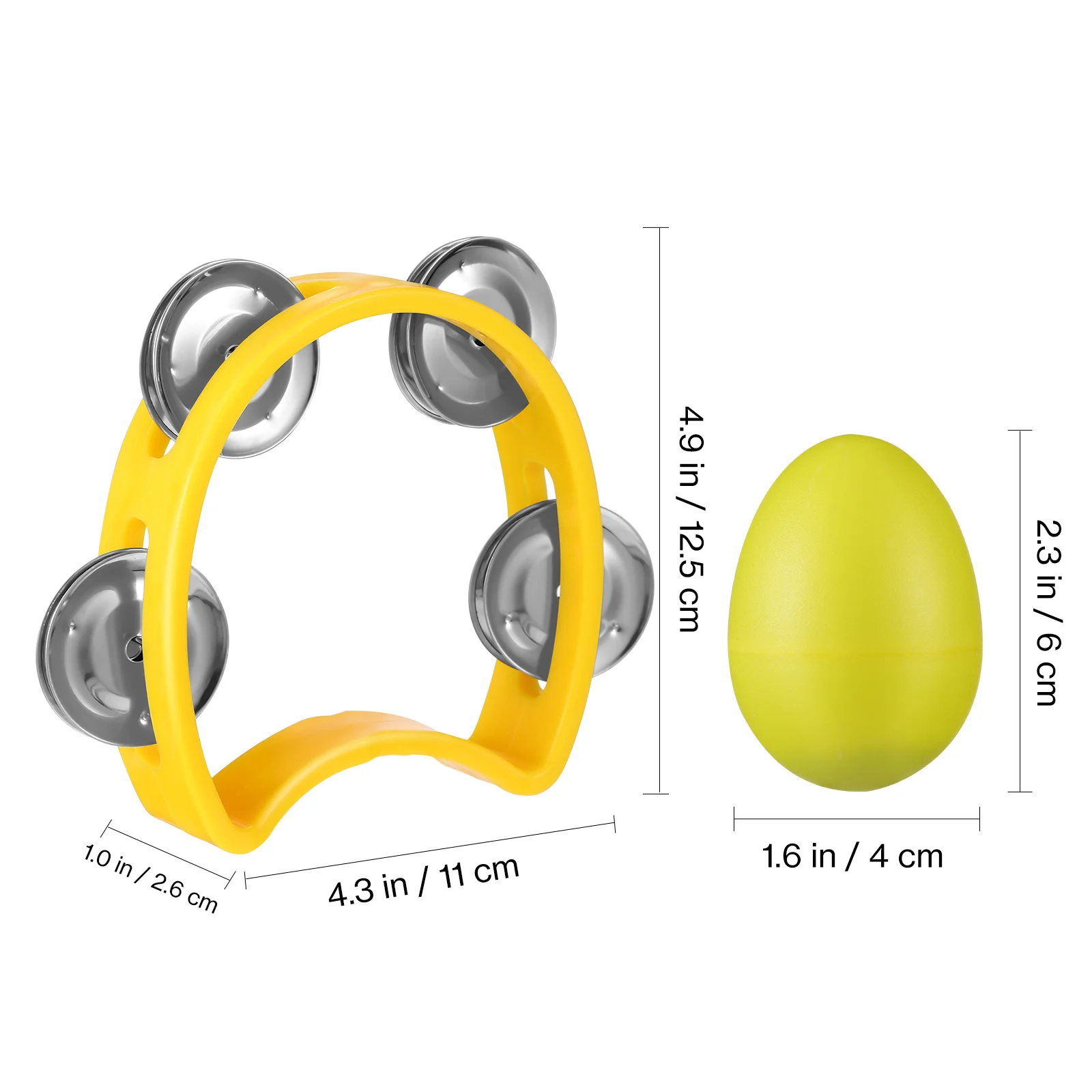 1 Set Plastic Tambourines With Egg Shakers Lightweight Handheld Kids Music Instruments Durable Abs Bright Sound Educational For