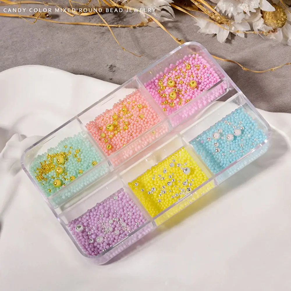 Craft Crystal Beads Mini Metal Beads Filler Nail Art Rhinestones Nail Charms 3D Nail Art Decoration Macaron Color Bubble Beads