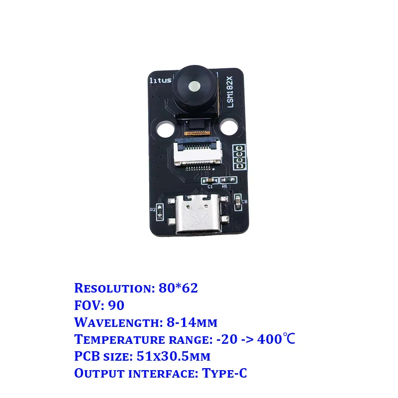 80*62px Infrared Thermal Camera Module Type-C Non-Contact IR Temperature Sensor Array Board Thermal Imaging