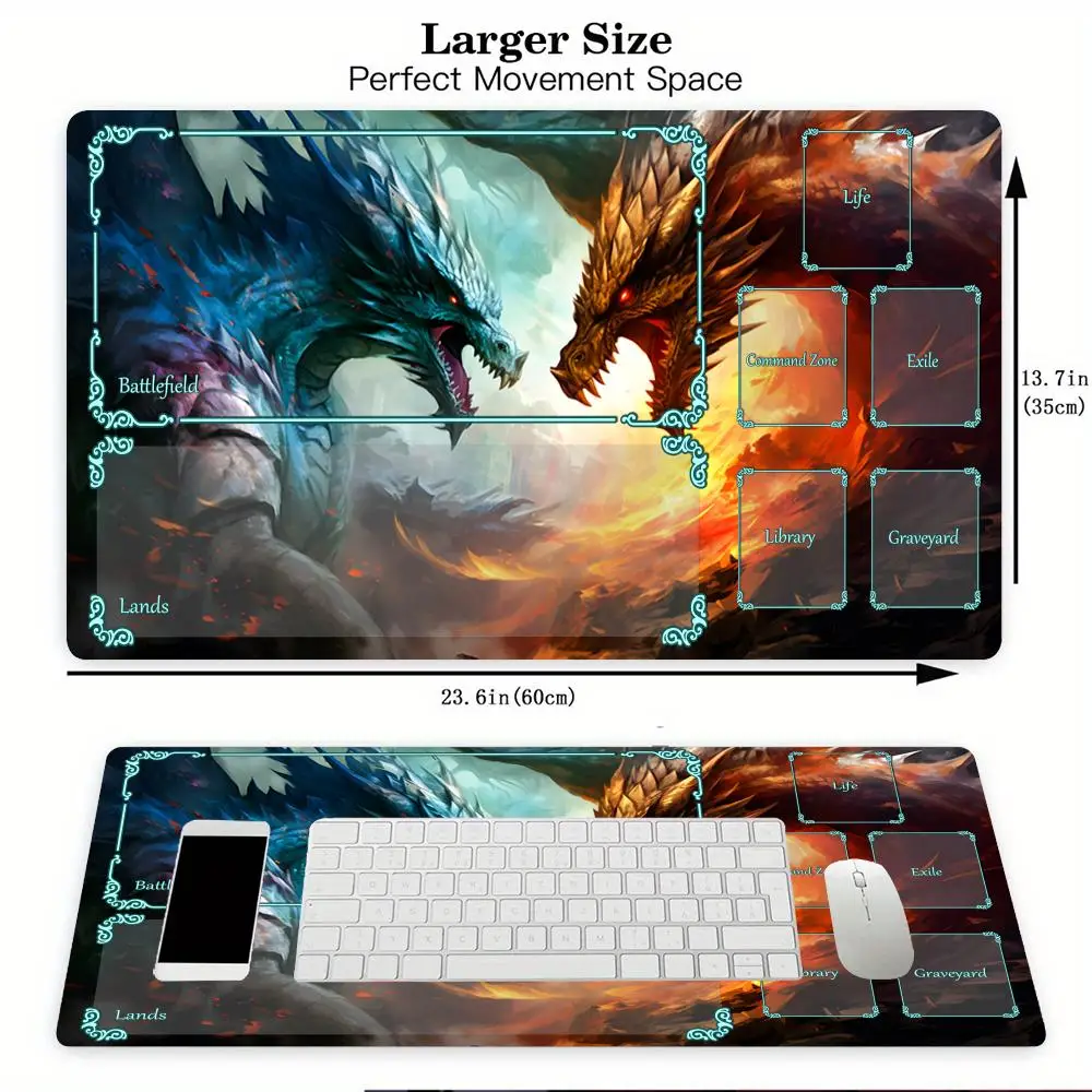 

Magic Card Playmat with zone Giant Dragon Showdown theme MTG playmat gathering game mat Desk Mat Commander Battle playmat