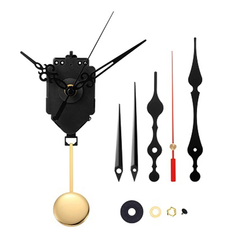 

Quartz Pendulum Clock Movement Mechanism DIY Kit With 3 Pairs Different Hands For Wall Clock Repair Parts Replacement