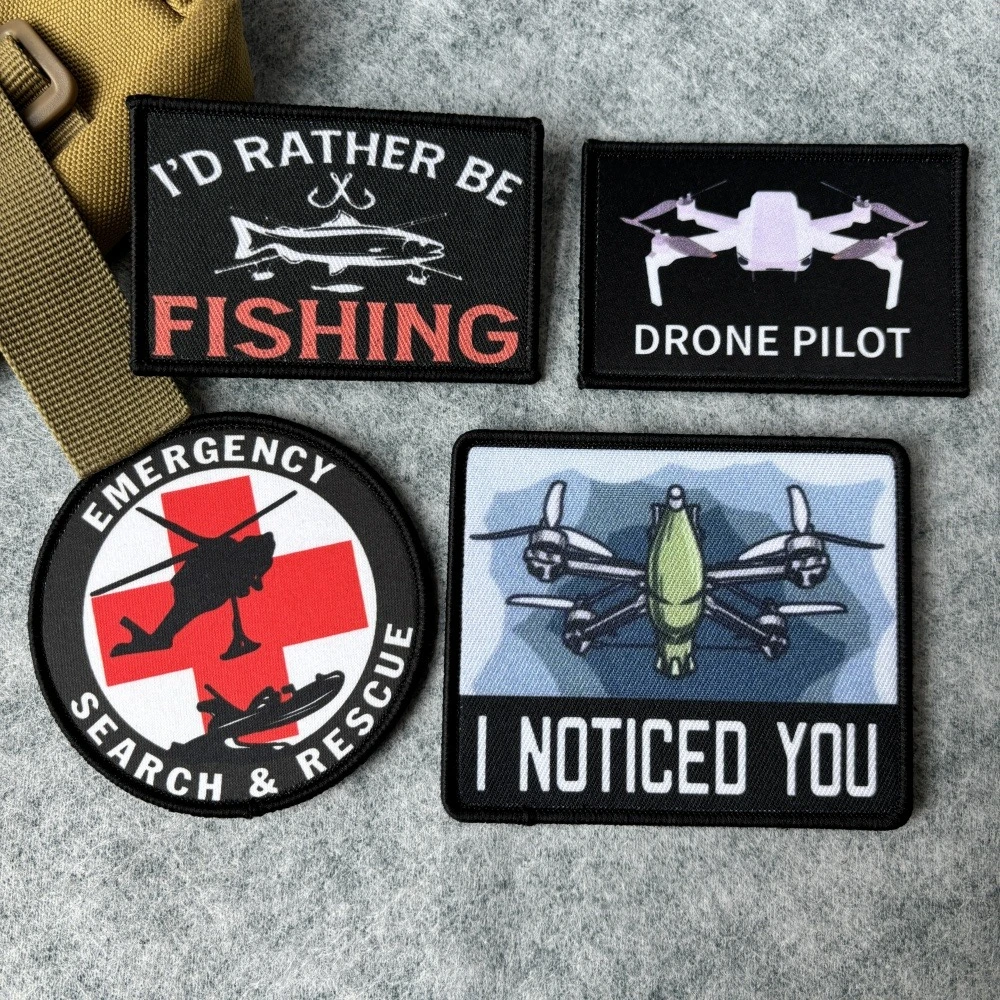 FPV Drone Helicopter Printed Patches Search&Rescue Hook&Loop Patch Army Armband Military Morale Badge Backpack Clothes Stickers