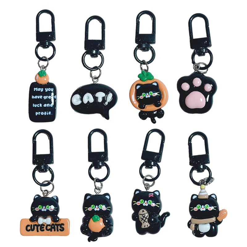 Cute Black Cat Paw Key Chain Cartoon Animal Doll Pendant Couple Keychain Car Key Ring Backpack Charms Bag Decor Accessories