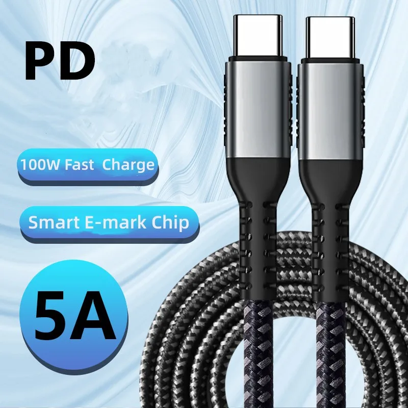 Solid 100W USB C-C Cable 1M USBC to C Fast Charging Phone Cable PD4.0/QC5.0 PD Type C Cable for iPhone 15 Pro Max iPad