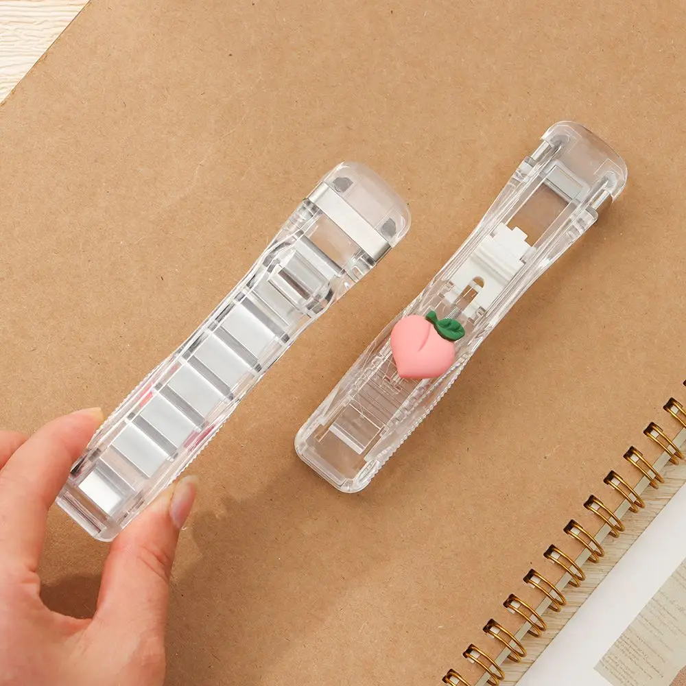Transparent Office Supplies Stationery Push Clip Stapler Paper Clips Remover Binder Document Binding