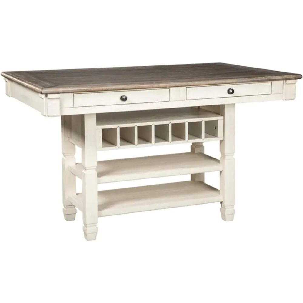 Farmhouse Counter Altura Dining Room Table, branco e marrom